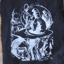 white on black alice in wonderland smoking caterpillar patches