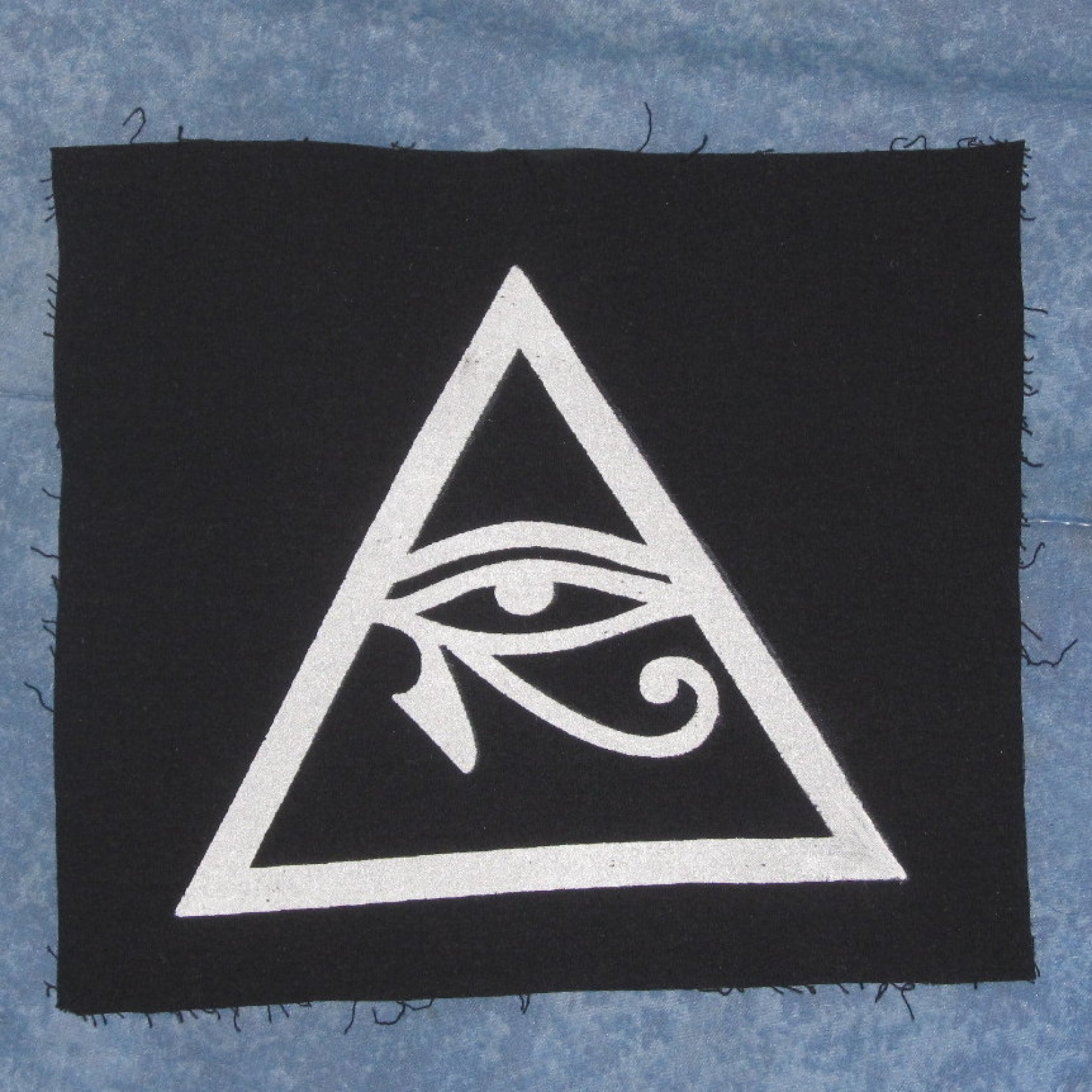 Illuminati Symbol Eye of Horus in Triangle Patch, Large - White On